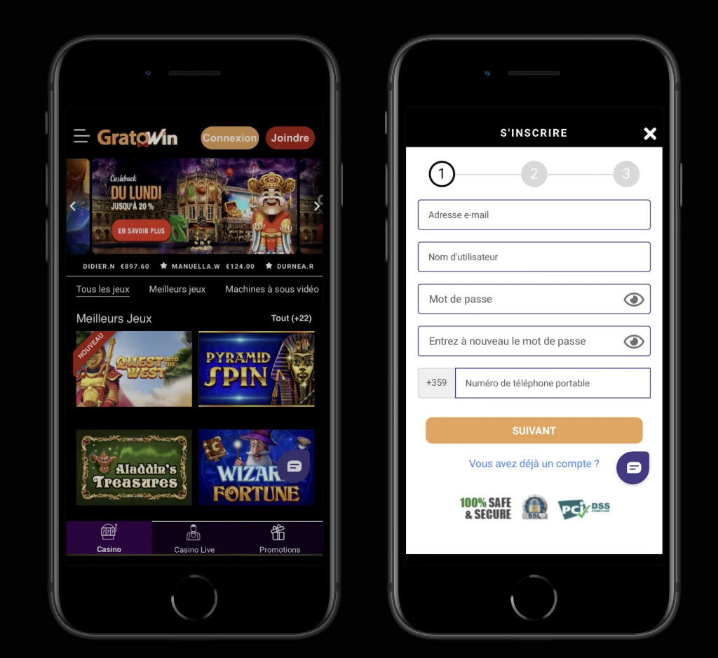 gratowin casino application